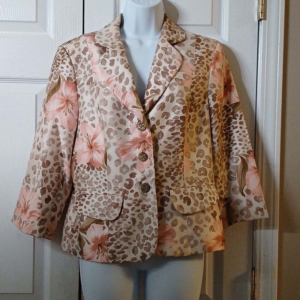 Midnight Velvet floral and animal print blazer jacket  Sz 10 NWOT